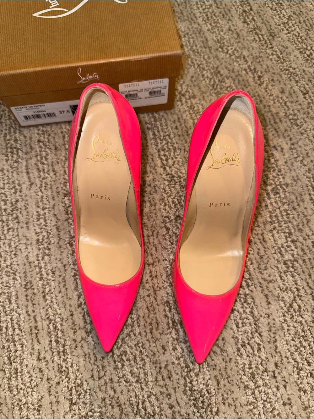 Christian Louboutin Neon Pink Patent So Kate 120